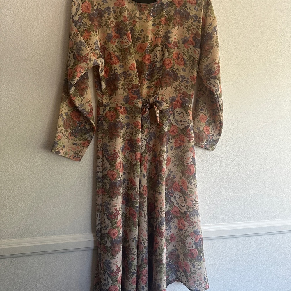 Vintage 80s 90s Knapp Studios floral polyester boho dress